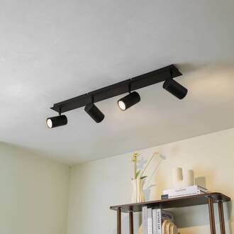 plafondspot Joffrey, 80 cm, zwart, 4-lamps, GU10 zwart zand