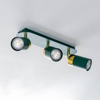 Plafondspot Joker, groen/goud, 3-lamps groen, goud