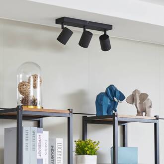 plafondspot Jorell, 35 cm, zwart, 3-lamps, metaal zandzwart