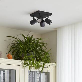 plafondspot Jorell, zwart, 20 cm, 4-lamps. zandzwart