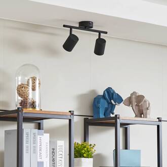 plafondspot Jorell, zwart, 31 cm, 2-lamps, GU10 zandzwart