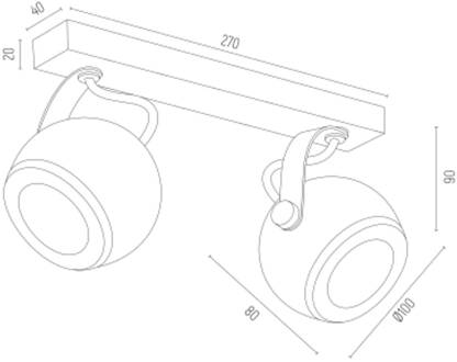 Plafondspot Kos Plus, 2-lamps, messing/wit wit, messing