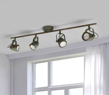 plafondspot Leonor, 4-lamps, groen, metaal, 78 cm verdigris