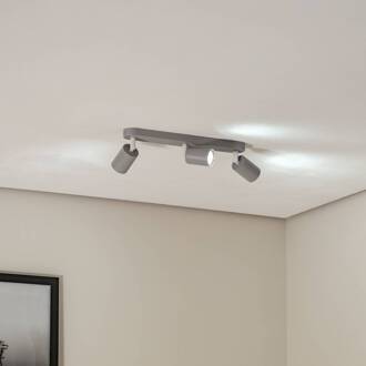 Plafondspot Livia, grijs, 52 cm, 3-lamps, metaal, GU10