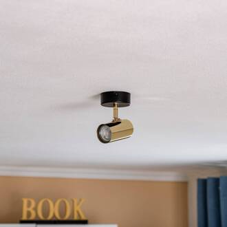 Plafondspot Lund in zwart en goud, 1-lamp goud, mat zwart