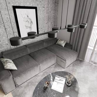 Plafondspot Megara, lengte 100 cm, metaal, 8-lamps. zwart