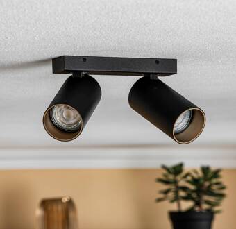 Plafondspot Mono II zwart/binnen goud 2-lamps