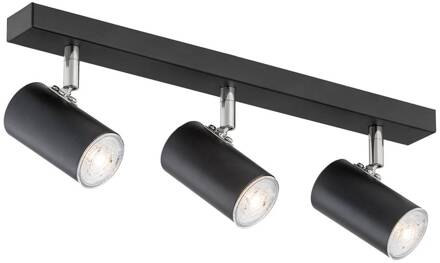 Plafondspot Noah, zwart/chroom, staal, 3-lamps zwart, chroom