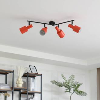 plafondspot Ovelia, oranje/zwart, 4-lamps, E27 oranje, zwart