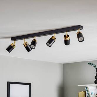 Plafondspot Reno, 6-lamps, zwart/goud zwart, goud