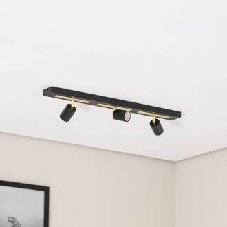 Plafondspot Rodez, zwart/goud, lengte 80 cm, 3-lamps. zwart, goud