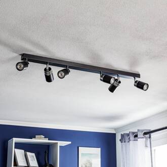 Plafondspot Rondo zwart/chroom, 6-lamps zwart, chroom