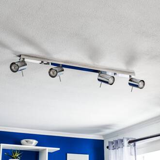 Plafondspot Round, chroom, 4-lamps lineair