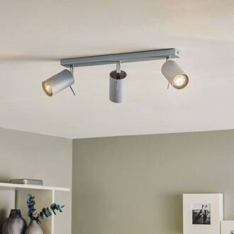 Plafondspot Round, grijs, 3-lamps lineair