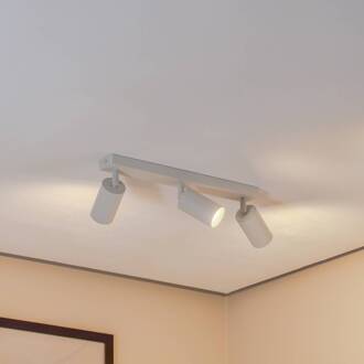 Plafondspot Sado, wit, staal, verstelbaar, 3-lamps lang