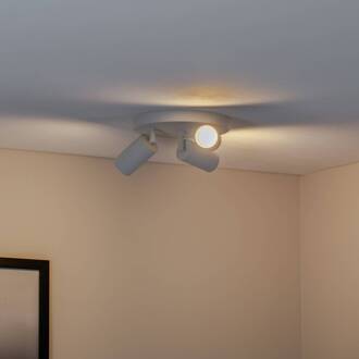 Plafondspot Sado, wit, staal, verstelbaar, 3-lamps rond