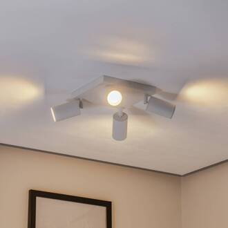 Plafondspot Sado, wit, staal, verstelbaar, 4-lamps