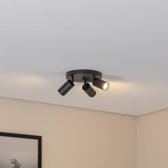 Plafondspot Sado zwart staal verstelbaar 3-lamps rond