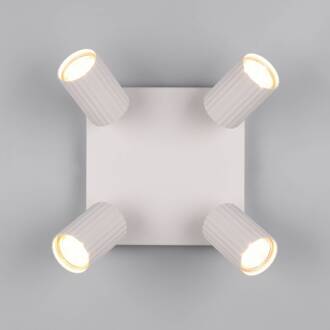 Plafondspot Soka, lichtgrijs, lengte 20 cm, metaal, 4-lamps.