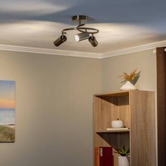 Plafondspot Spotte, Ø 47 cm, messing, 3-lamps antiek messing