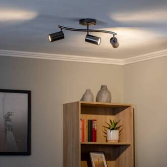 Plafondspot Spotte, zwart-chroom, 3-lamps