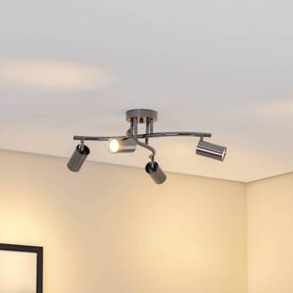 Plafondspot Spotte, zwart-chroom, 4-lamps
