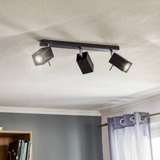 Plafondspot Square, zwart, 3-lamps