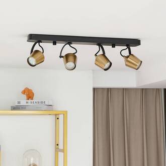 plafondspot Sylveria, 4-lamps, zwart/goud, ijzer zwart, goud