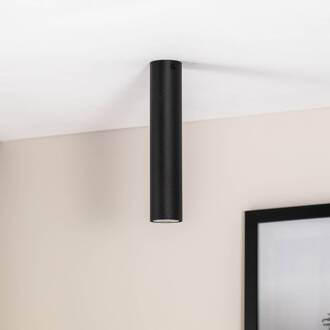 Plafondspot Tecno 1M, staal, GU10, hoogte 30 cm, zwart