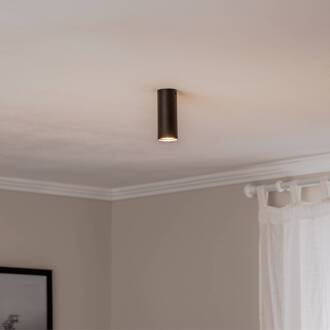 Plafondspot Tecno 1S, staal, GU10, hoogte 15 cm, zwart