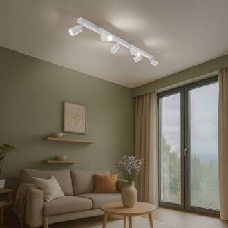 Plafondspot Top, wit, 127 cm, 6-lamps, metaal, GU10