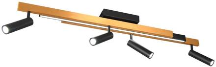 Plafondspot Zeno, 4 spots, zwart/goud, metaal zwart, goud