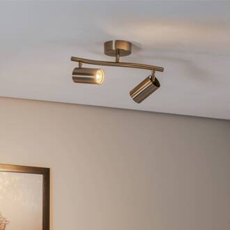 Plafondspots, messing antiek, 2-lamps antiek messing