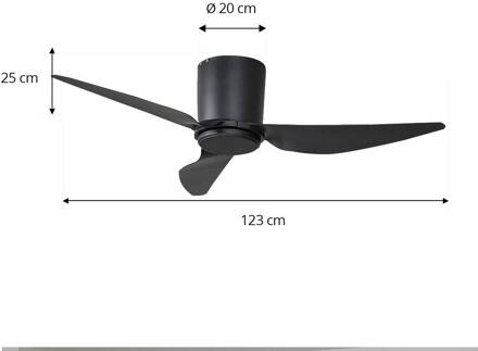 plafondventilator Aulo, zwart, DC, stil, Ø 123 cm