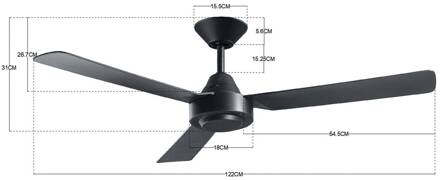 Plafondventilator Bayside Calypso zwart 122 cm stil