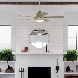 Plafondventilator Colerne 52 LED, nikkel/wit walnoot geborsteld nikkel, wit walnoot