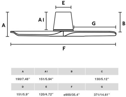 Plafondventilator Hey S, wit, DC-motor, stil, Ø 90 cm