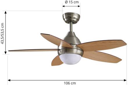 plafondventilator Klasika, DC, stil, 106 cm, CCT wit, licht hout
