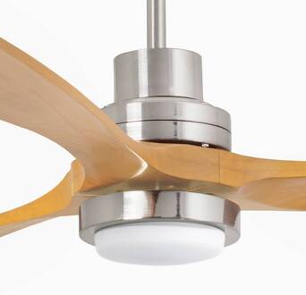 Plafondventilator Lantau L LED nikkel/licht grenen licht grenen, mat nikkel, opaal