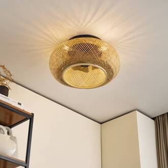 plafondventilator met licht Cordie, DC, stil, Ø 53 cm bamboe naturel, zwart