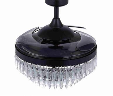 Plafondventilator met licht Fanaway Veil zwart geruisloos zwart, rokerig grijs-transparant