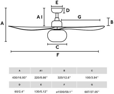 Plafondventilator met licht Outwood, wit, DC, stil, Ø150cm