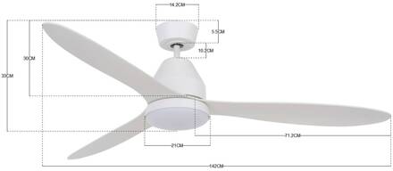 Plafondventilator met licht Whitehaven wit stil