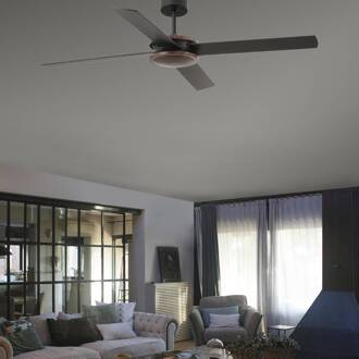 Plafondventilator Polea, donker hout/zwart hout donker, zwart