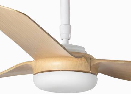 Plafondventilator Punt M, DC, wit/hout licht wit, licht hout