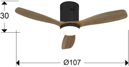 Plafondventilator Siroco Mini, DC, stil, zwart/walnoot zwart, walnoot