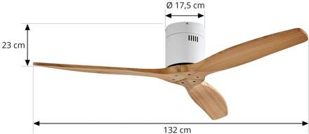 plafondventilator Vindur, wit, hout, DC, stil wit, lichtbruin