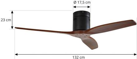 Plafondventilator Vindur, zwart/hout, DC, stil zwart, walnoot