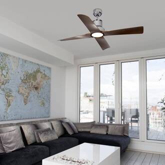 Plafondventilator Winche chroom, bruin