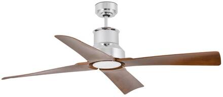 Plafondventilator Winche M LED lamp IP44 chroom bruin, chroom